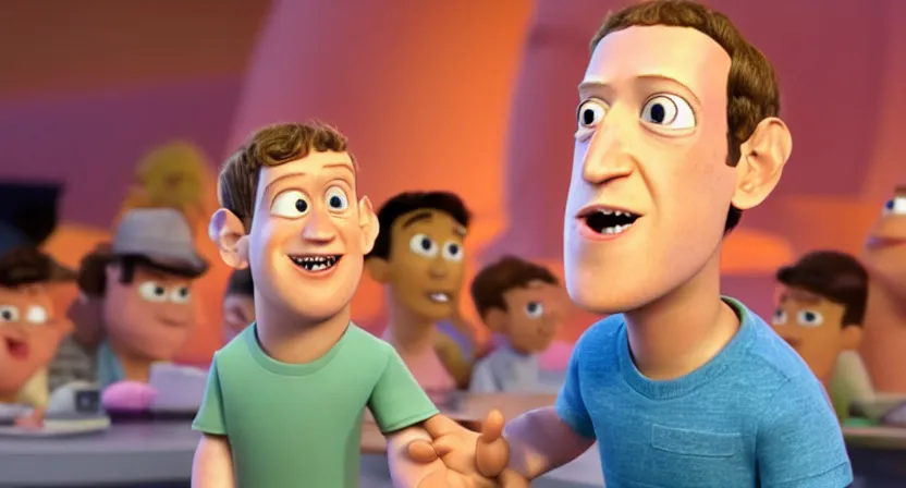 Image similar to mark zuckerberg pixar villain, high definition 3 d animation movie screenshot