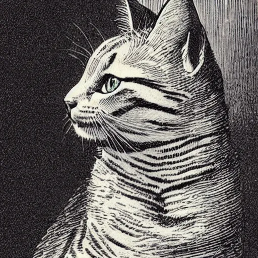 Image similar to Franklin Booth illustration of a cat