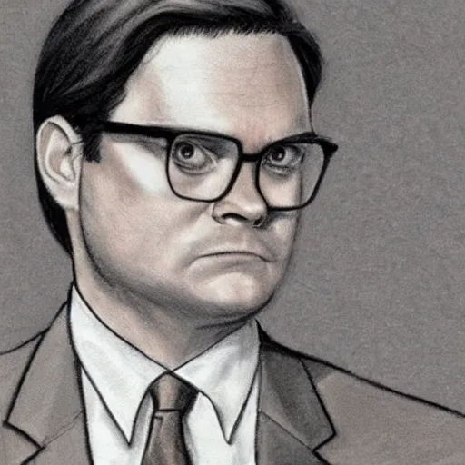 Prompt: police sketch of dwight k. schrute