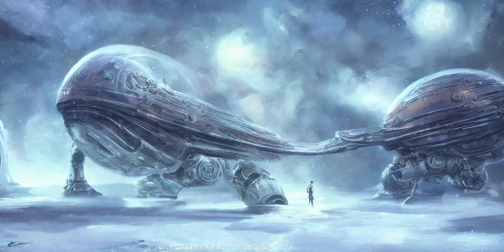 Image similar to personal transport on ice alien planet by doug chiang