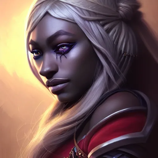 Prompt: portrait of a beautiful drow adventurer, ranger, Alexandria's genesis, chin-length hair, bored, illustration, soft lighting, soft details, hyper realism, high detailed, painting oil on canvas by mark arian by artgerm, trending on artstation, 4k, 8k, HD