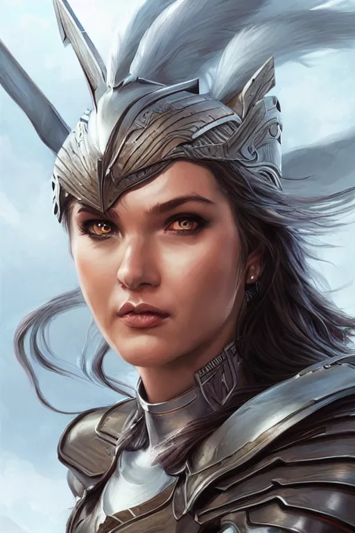 Image similar to amazon valkyrie athena, d & d, fantasy, portrait, highly detailed, headshot, digital painting, trending on artstation, concept art, sharp focus, illustration, art by artgerm and greg rutkowski and magali villeneuve