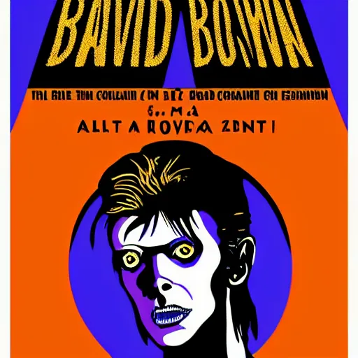 Image similar to a poster for a david bowie tribute dj - set at the indie club common people. alladin sane. illustrated and designed by annika backstrom