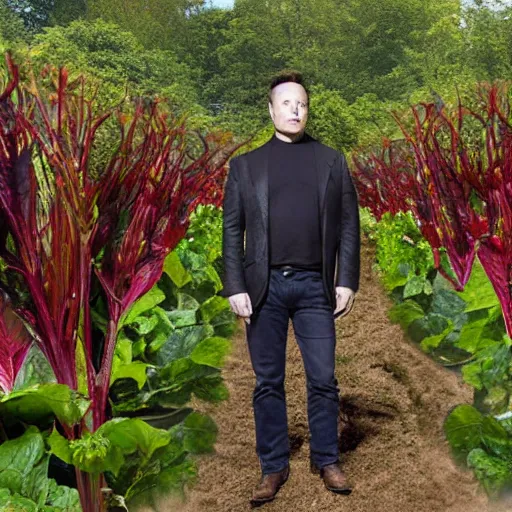 Prompt: Elon Musk in the form of beets, in the garden, super realistic photo