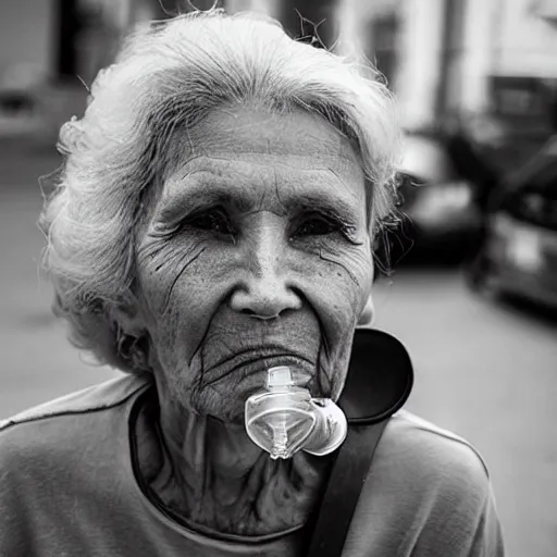 Image similar to an old woman wearing an oxygen cannula