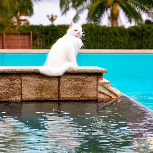 Image similar to white cat on a float in the pool