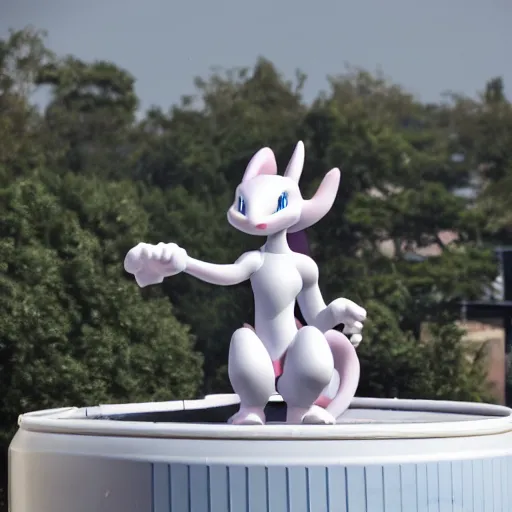 Image similar to MewTwo on a water tank in Newark