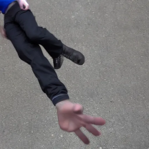 Image similar to pov of falling man, sleeves showing