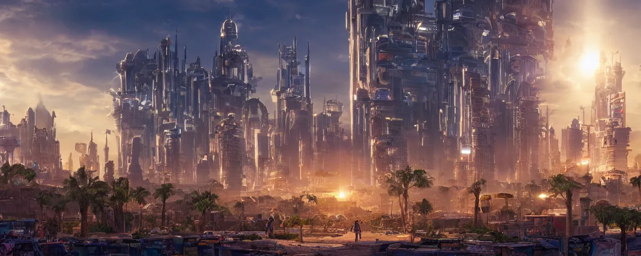 A city in the OASIS from Ready Player One, 4k