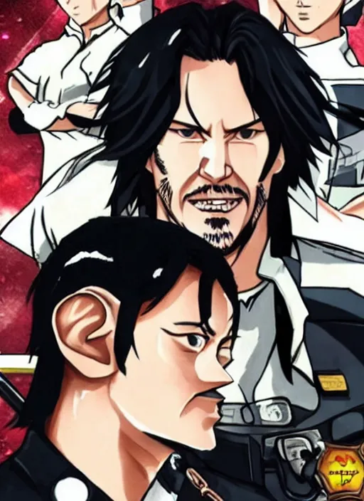 Prompt: Keanu Reeves in the Enen no Shouboutai style