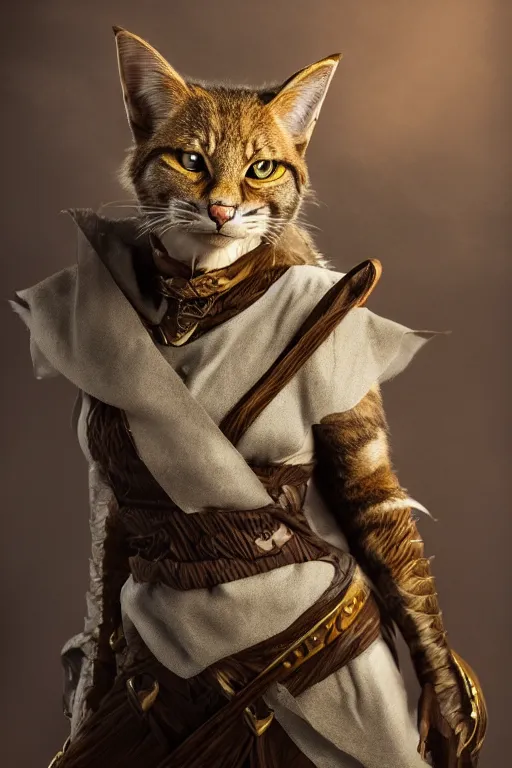 Image similar to a female DND tabaxi, high resolution film still, 8k, HDR colors, cosplay, studio lighting