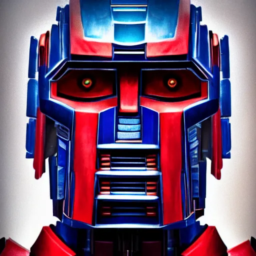 Image similar to A human version of Optimus Prime, 4k, self portrait