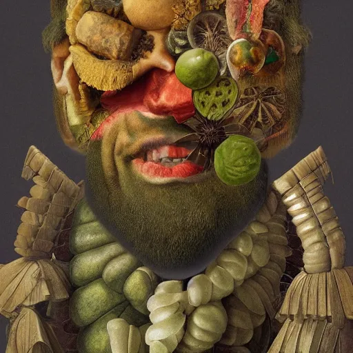 Prompt: The Advancement of Envy, postage, by Viktor Ngai, Giuseppe Arcimboldo, Physicality-based render