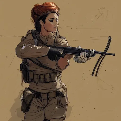 Image similar to a female peshmerga, by Rafael Albuquerque, trending on Artstation