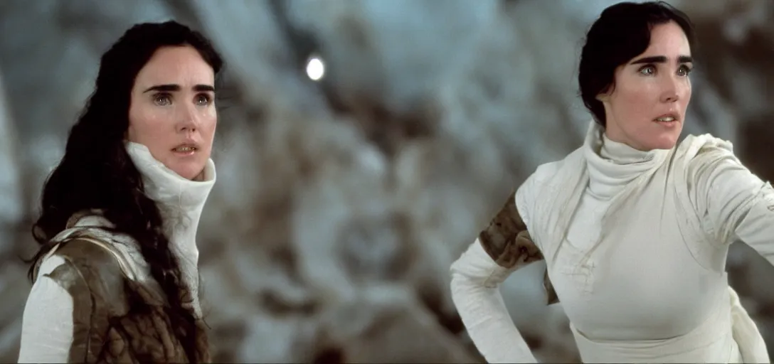 Prompt: a still of jennifer connelly in the empire strikes back (1980)