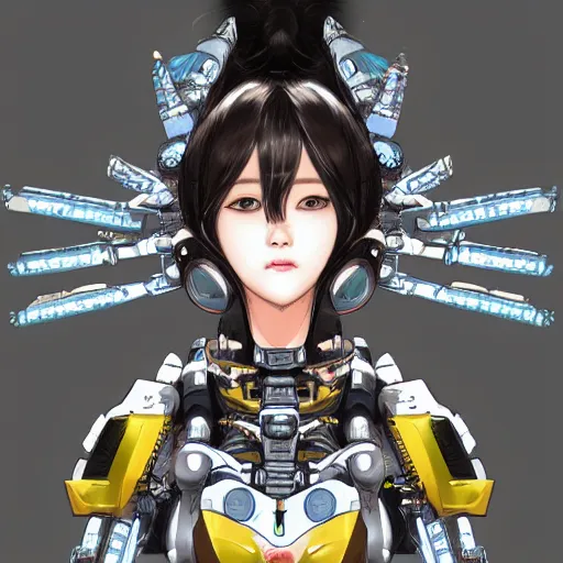 Prompt: a highly detailed portrait of a kpop idol mecha lady in spiked cyberpunk bioarmor trending on artstation by yoshitake amano