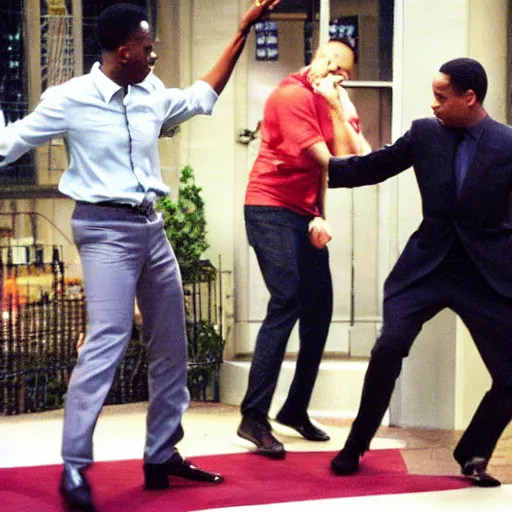 Image similar to photo of chris rock dodging will smith's slap