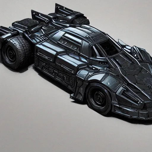 Image similar to the batmobile as a truck, au naturel, hyper detailed, digital art, trending in artstation, cinematic lighting, studio quality, smooth render, unreal engine 5 rendered, octane rendered, art style by klimt and nixeu and ian sprigger and wlop and krenz cushart