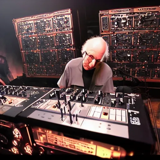 Image similar to Larry David DJing his first Boiler Room set, 1080p, screenshot