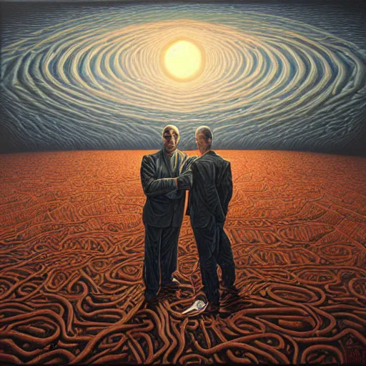 Image similar to in a dream, are all the characters really you? by jeffrey smith, oil on canvas