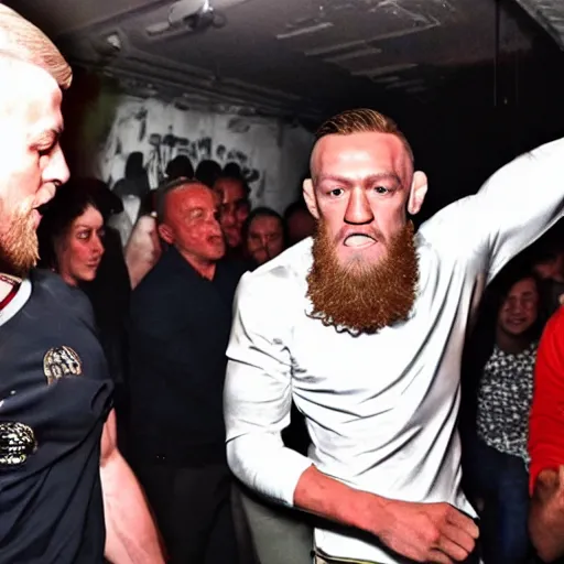 Image similar to conor mcgregor dancing at a nightclub in italy with ivan drago