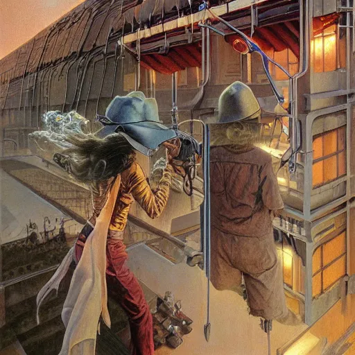 Prompt: high quality high detail painting by david mattingly and nc wyeth and moebius, hd, realistic matte painting, photorealistic lighting, modern supernatural urban horror