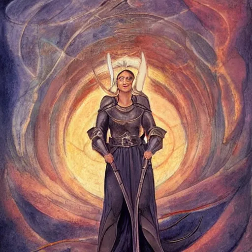 Prompt: jeanne d'arc in the style of william blake, terese nielsen, steve argyle