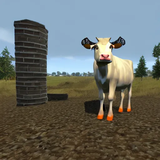 Prompt: cow in Garry's mod gm_construct