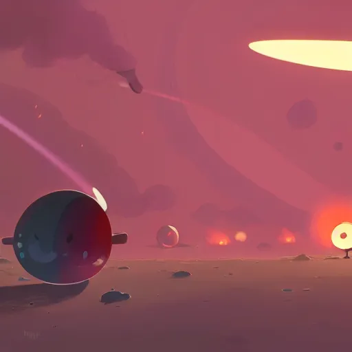 Image similar to baby harp seals astronauts firing flamethrowers at giant tentacle alien monsters on a pink and orange planet, clouds, mist, atey ghailan, goro fujita, studio ghibli, rim light, stark lighting, clear focus, very coherent,