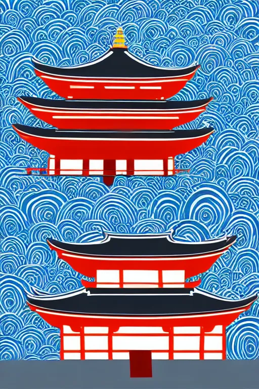 Image similar to minimalist boho style art of colorful senso - ji temple tokio, illustration, vector art