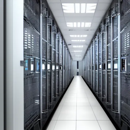 Image similar to an infinite hallway full of computer servers