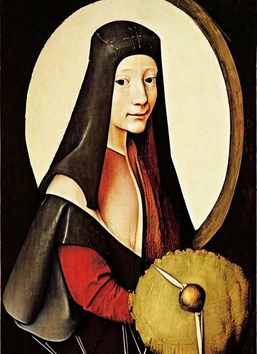 Image similar to portrait of young woman in renaissance dress and renaissance headdress, art by hieronymus bosch