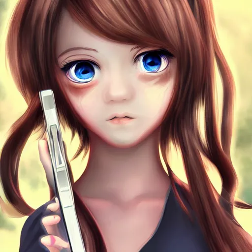 Image similar to portrait of a cute beautiful girl holding a balisong, anime digital art,