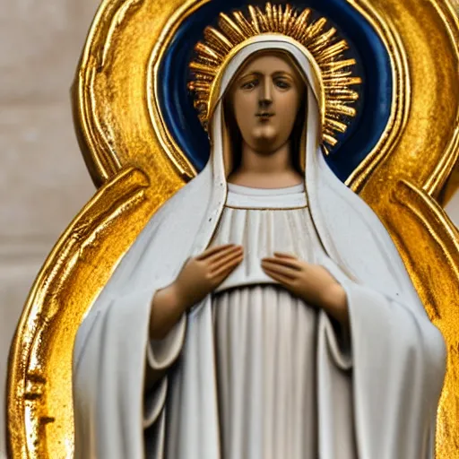 Prompt: closeup of Virgin Mary statue
