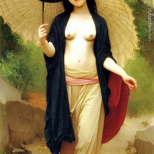 Prompt: Bouguereau painting of attractive asian girl