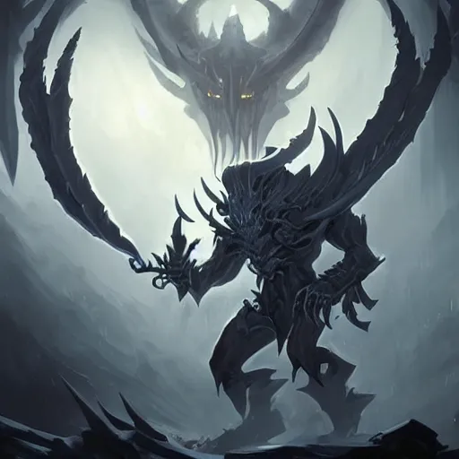 Prompt: shadow fiend lord hybrid, fantasy game art by greg rutkowski, fantasy rpg, dota 2