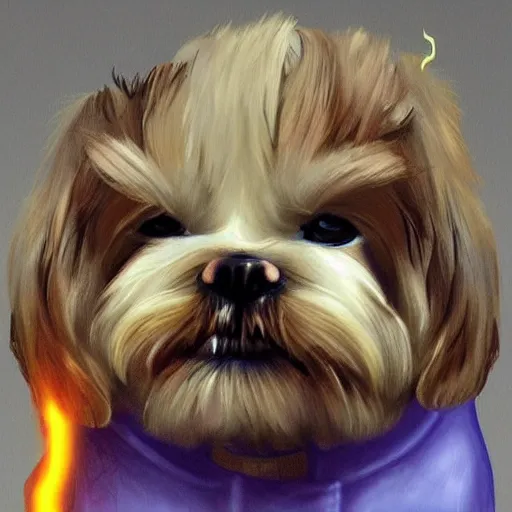 Prompt: Golden Lightning Shih Tzu Powers Arcane Magic