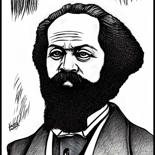 Image similar to highly detailed portrait karl marx drawn by junji ito, detailed