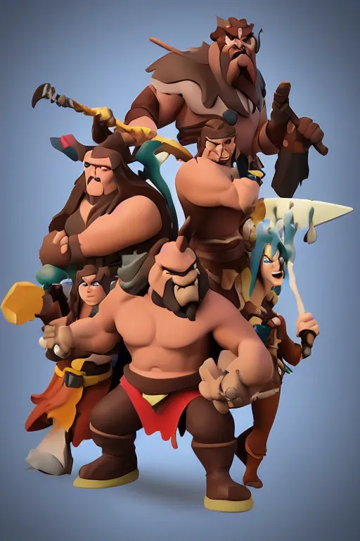 Prompt: high fantasy barbarian, disney infinity style