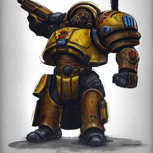 Image similar to Dachshund as a space marine from Starcraft 2 standing on a hill with a heroic pose concept art