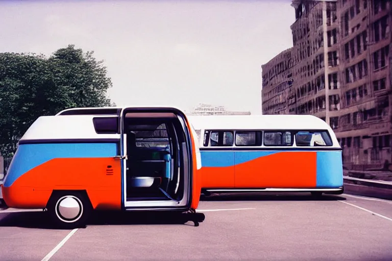 Prompt: designed by giorgetto giugiaro futuristic and modern vw bus, ektachrome photograph, volumetric lighting, f 8 aperture, cinematic eastman 5 3 8 4 film