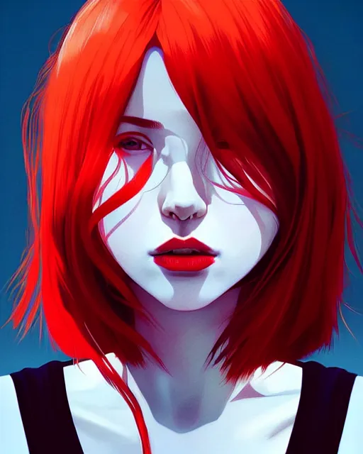 Prompt: a detailed portrait of a stunning!! woman with red hair and freckles by ilya kuvshinov, digital art, dramatic lighting, dramatic angle