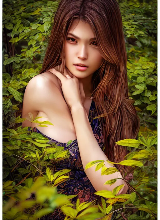 Prompt: photo of a gorgeous female in the style of stefan kostic, realistic, professionally, half body shot, sharp focus, 8 k high definition, insanely detailed, intricate, elegant, art by stanley lau and artgerm, extreme bokeh foliage