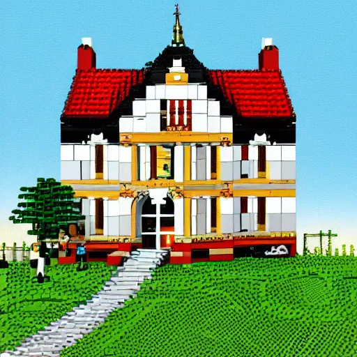 Image similar to lego house, highly detailed, digital painting