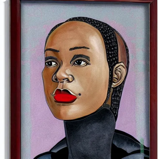 Image similar to a portrait of a female android by sonia boyce