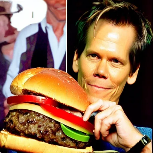 Image similar to kevin bacon inside a giant cheeseburger