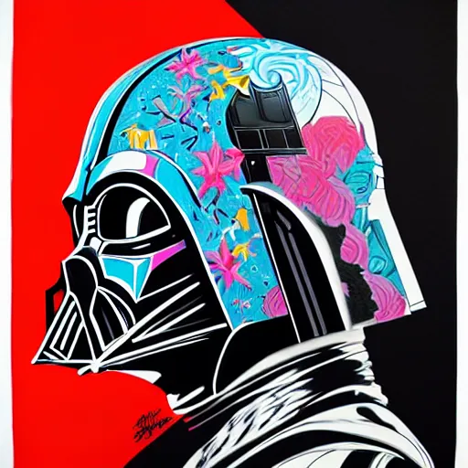 Image similar to Tristan Eaton, maximalism, darth vader