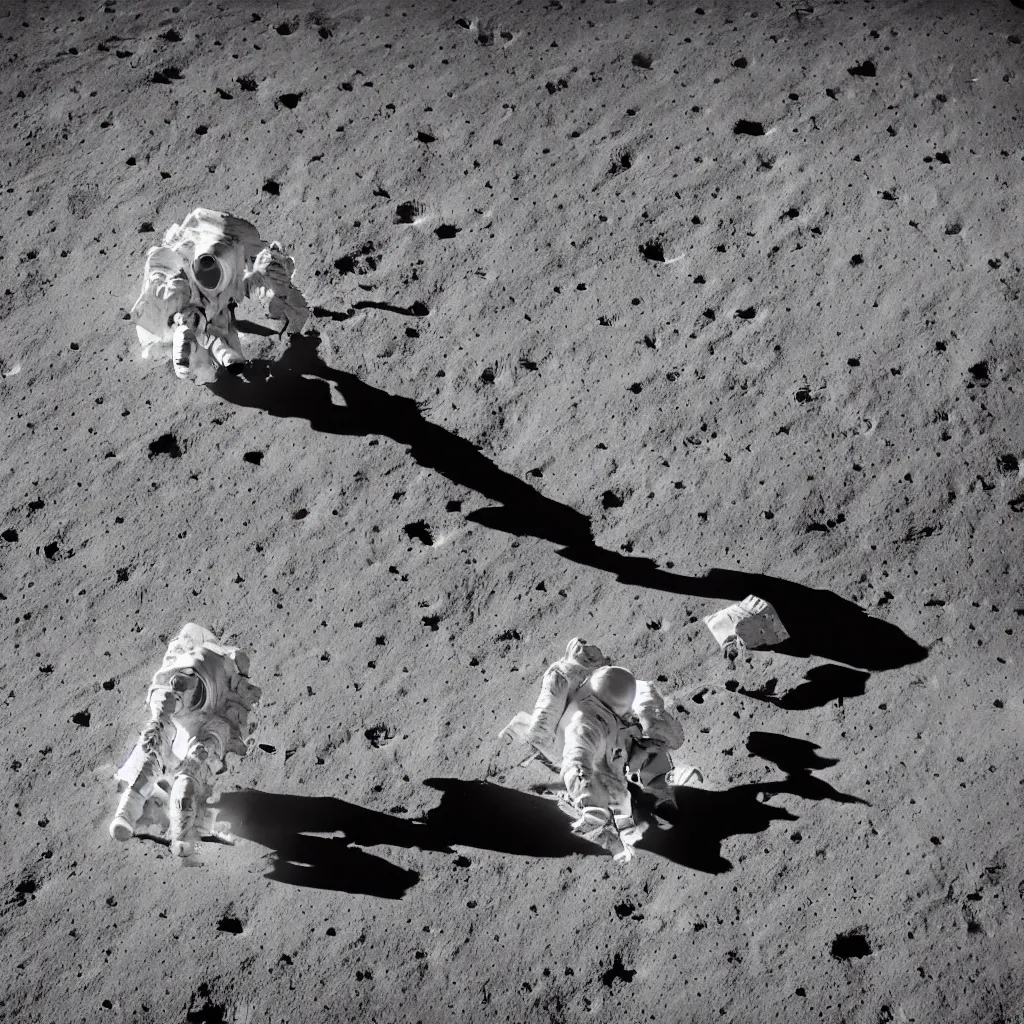 Image similar to A highly photographic render of astronaut on the Moon, sitting on a concrete bench reading a book, rim lighting, cinematic lighting, octane engine, photo realistic image, 4K, super detailed, cinematic look