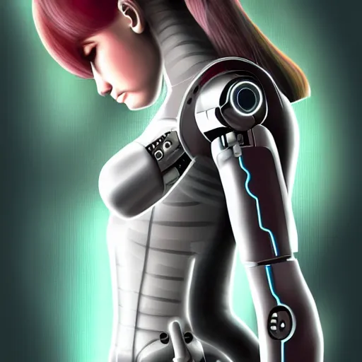 Image similar to young lady cyborg, bioorganic concept