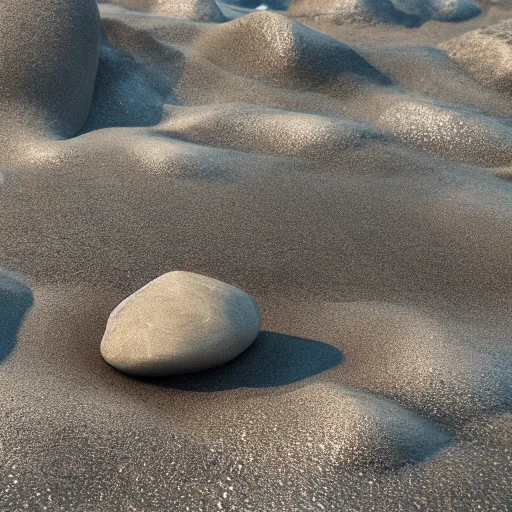 Prompt: a beautiful rock on the beach, octane render, nvidia raytracing demo, detailed, 8 k, masterpiece